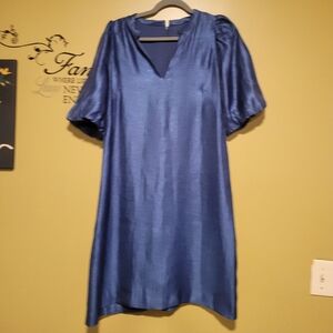 Ann Taylor  Metallica Blue Shift Dress